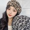Women’s Hat Leopard Print Retro Beret - Oversized Painter Hat