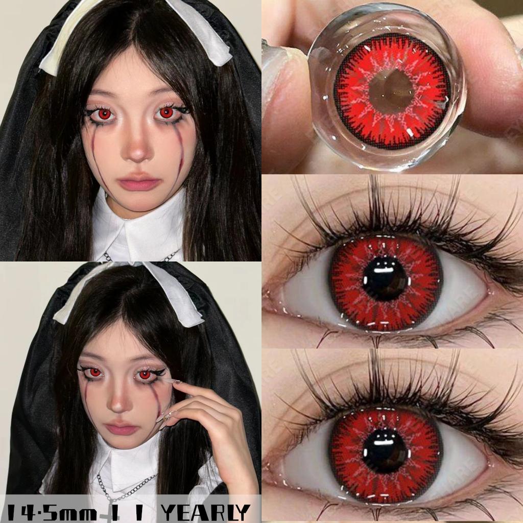 Eyeshare Colored Contact Lenses Halloween Red Contacts Crazy Cosplay Cosmetic Blue Contact Lens for Anime Accessories Yearly Use Lenses