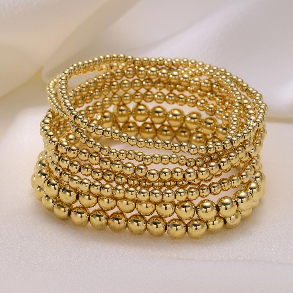 iF ME 7-piece Bracelet Set Handmade Beaded Bracelet Set Couple Beach Style Geometrical Ccb Elastic Jewelry