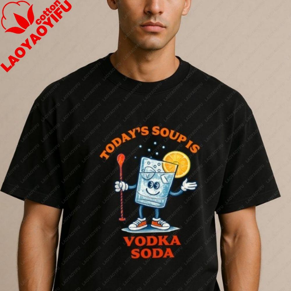 Vodka Soda Shirt Funny Cocktail Graphic Tee Retro Humor Harajuku Gothic Unisex Clothing Ropa De Mujer