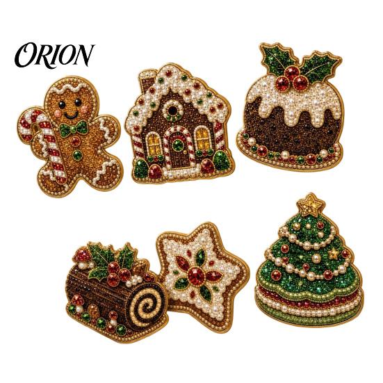 Holiday Refrigerator Magnets 6Pcs DIY Faux Pearl Painting Fridge Magnet, Santa Snowman Stocking Tree Office Decorative Gingerbread Snowflake Handmade