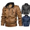 Black Youth Leather Jacket with Stand-up Collar & Side Seam Pockets
