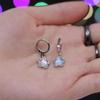 Dreamy Pink Blue Five-pointed Star Imitation Moonstone Dangle Earrings for Women Cute Aesthetic Star Hoop Earrings Jewelry Gifts