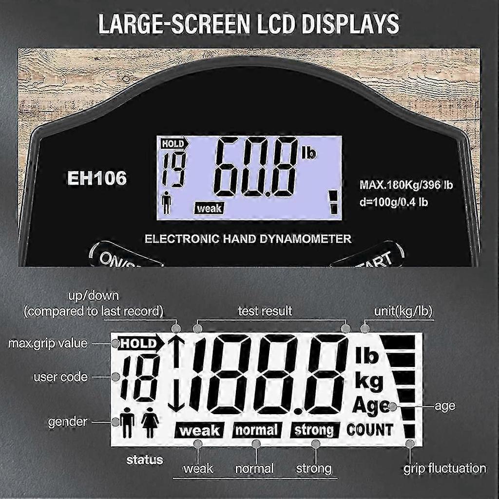 Grip Strength Tester, 396Lbs/180Kg Digital Hand Grip Strength Meter
