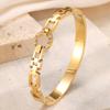 Htpwe Stainless Steel Chain Inlaid Zirconium Floor Glossy Bracelet Women's 18k Gold Couple Holiday Gift Bracelet Daily Zircon