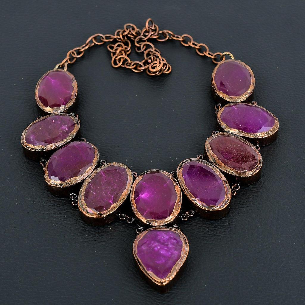 Ruby Necklace, Copper Electroformed Gemstone Jewelry, Handmade Necklace Amazing Jewelry, Gift For Her