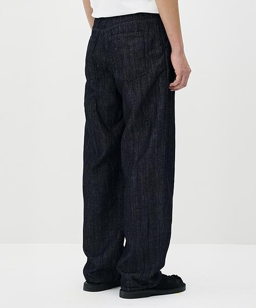 ERRORS EXCEPTED Ldp128Db Pleated Linen Denim Pants (One Wash)