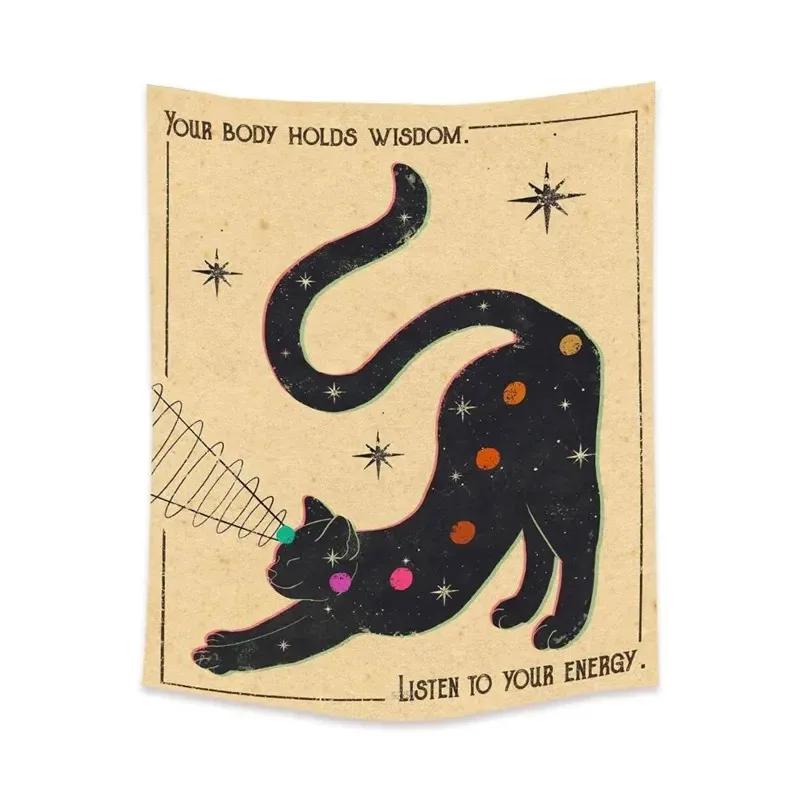 Cute Cat Flower Hanging Cloth Office Living Room Tapestry Home Wall Decoration Tapestry