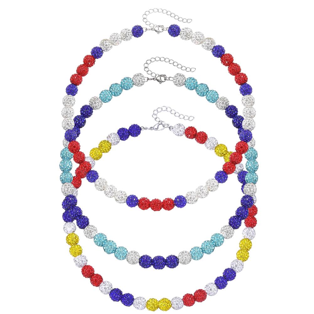 

18inch Baseball Necklace Glitter Rhinestone Clay Beaded Necklace Bling Baseball Necklace for Men Women Gift for Baseball Lovers красный