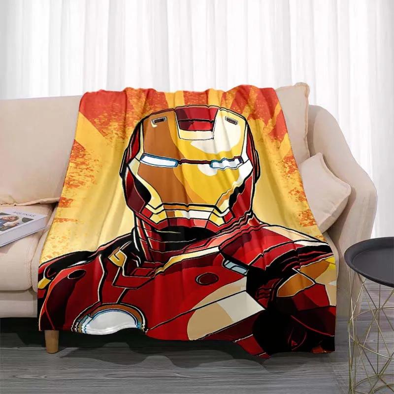 Manta Cálida de Dibujos Animados de Iron Man para Habitación, Suave y Cómoda, Portátil para Viajes y Picnic, Regalo para Familiares o Amigos