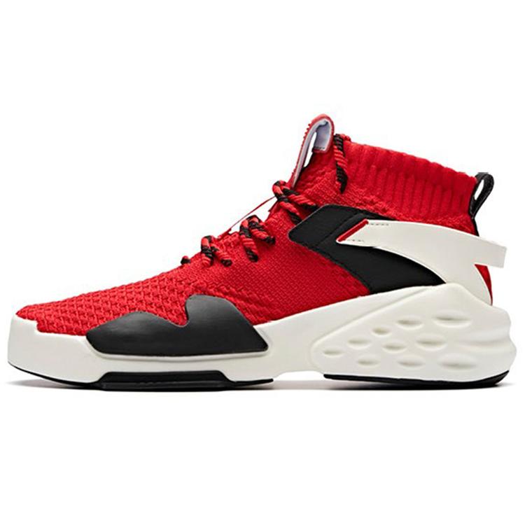 New Anta Bastard Slip Resistant Abrasion Resistant High Top Skateboard Shoes Men's Red White 11918080-2