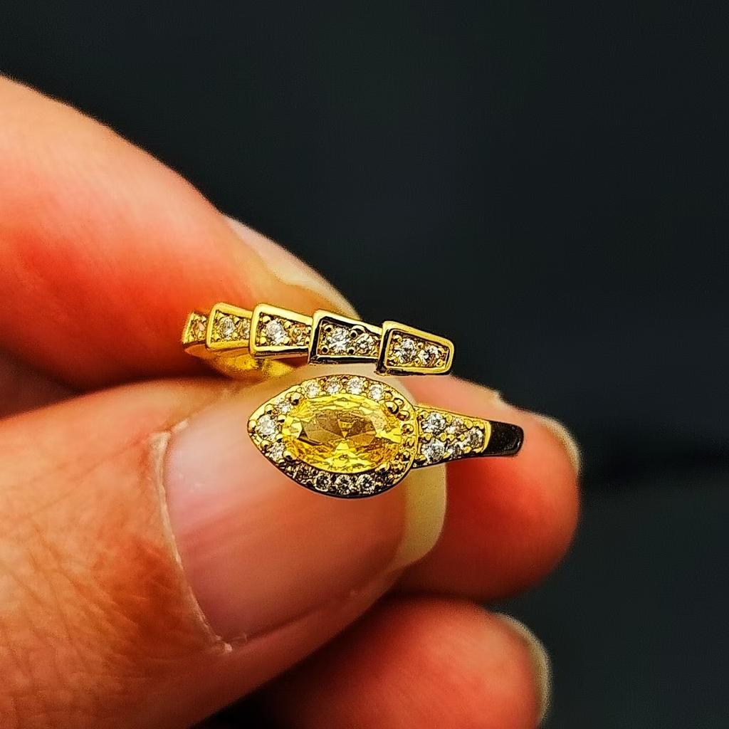 Jewelry Oval Egg Zircon Snake Ring Inlaid Egg Surface Zircon Snake Ring Ring