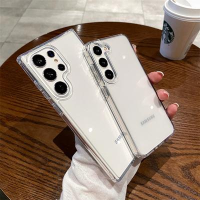 Luxury Transparent Hard Acrylic Phone Case For Samsung Galaxy S25 Ultra S24 FE S23 S22 Plus Clear Shockproof Soft Bumper Cover