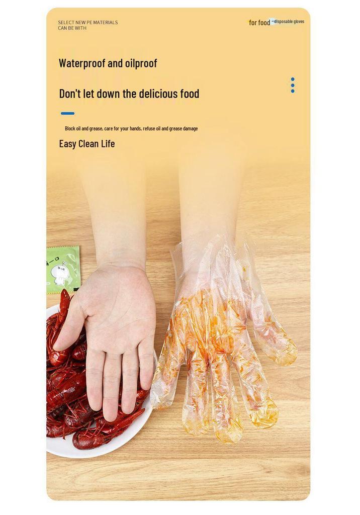 Small Disposable PE Gloves Pack - Durable, Transparent, and Thickened for Catering, Food Handling, and Household Use.