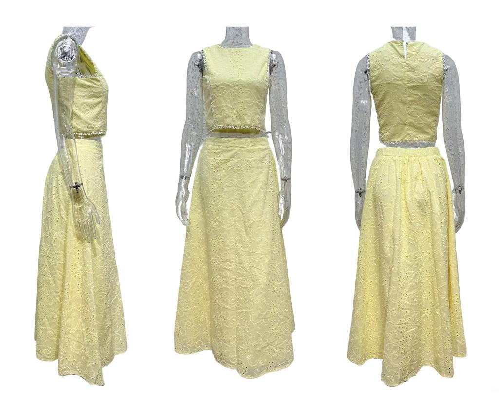 Cross2026 Sleeveless Long Dress & Pocket Set: Casual Europe Spring/Summer Two-Piece for Women