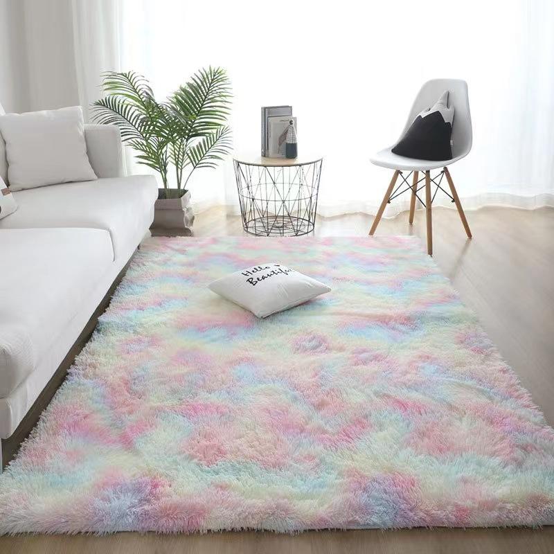 Modern Luxury Plush Tie Dye Fluffy Carpet Soft Rainbow Shaggy for Living Room High Pile Machine Made 1 Piece MOQ Hot Sale