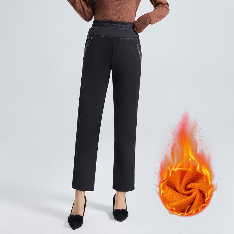 

Женские брюки, зимние модные новые стильные универсальные плюшевые теплые прямые брюки 2XL чёрный