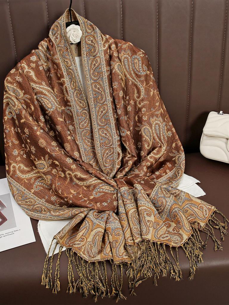 Paisley Pashmina Jacquard Scarf Luxury Women Cashew Printed Silky Shawl Wrap Flowers Borders Winter Warm Echarpe Female Foulard