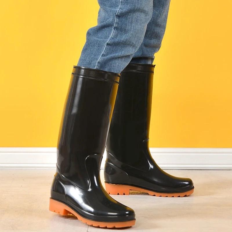 Wear to Work Half High Men's Rain Boots Lightweight Without Lacing Galoshes for City Mud Fishing Water Wear-resistant Male Shoes