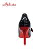 Aphixta Twins Roses Sticky Flowers 10cm Stiletto Heels Pumps Women Shoes Black Red Super High Pointed Toe Plus Big 49 50