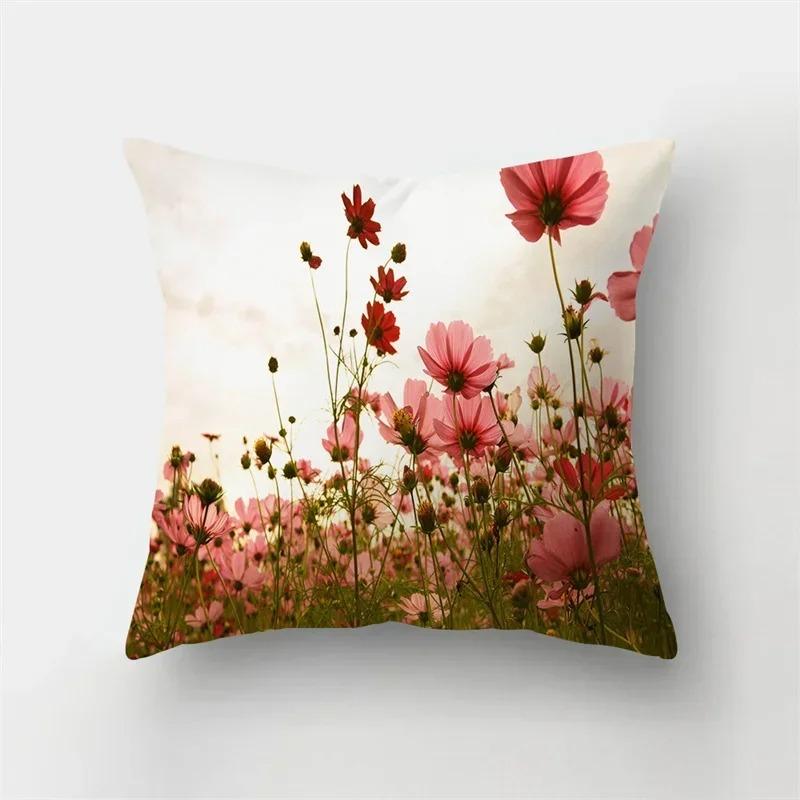 Charm Butterfly Pillowcase Sofa Car Lumbar Pillowcase Home Decoration Flower Landscape Cushion Cover