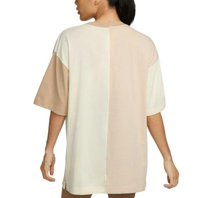 Nike Women'ss Colorblock Knit Cotton Crewneck T-Shirt Beige DV8318-113