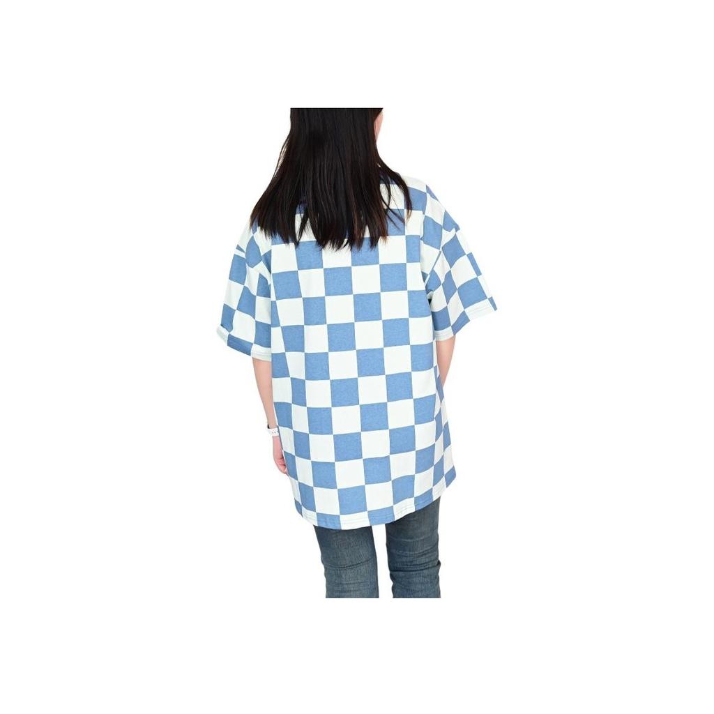 Vans Color Block Logo Comfortable Crew Neck Short Sleeve T-Shirt Men Tops Blue Checkered VN000GR8CSC