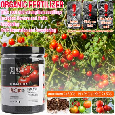 Concime Speciale per Pomodori, Concime Fogliare con Microelementi, Colorazione e Arrossamento, Miglioramento del Tasso di Allegagione dei Frutti Giardino 500g