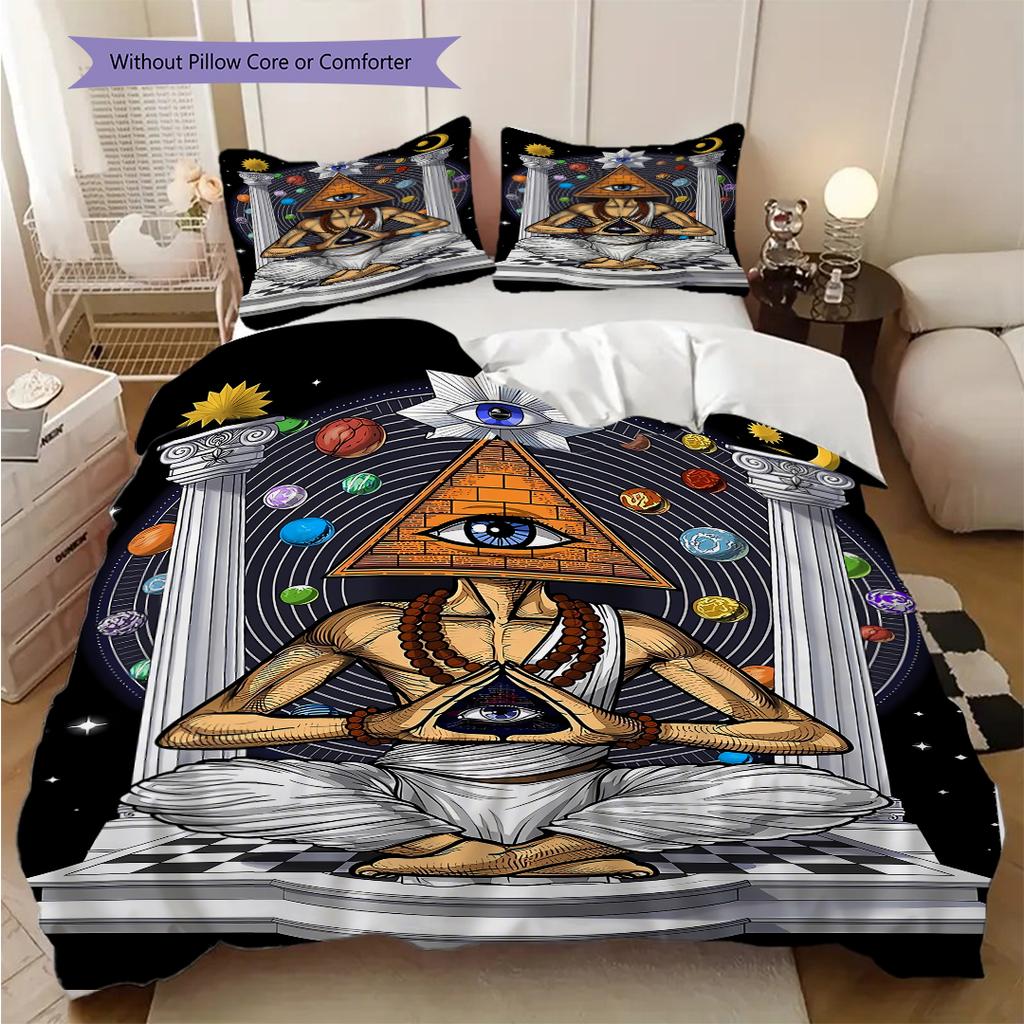 The Square and Compass of Freemasonry Bedding, Duvet Cover, Pillowcase, Home Decoration, Birthday Gift (1 * Duvet Cover+2 * Pillowcase, Coreless)