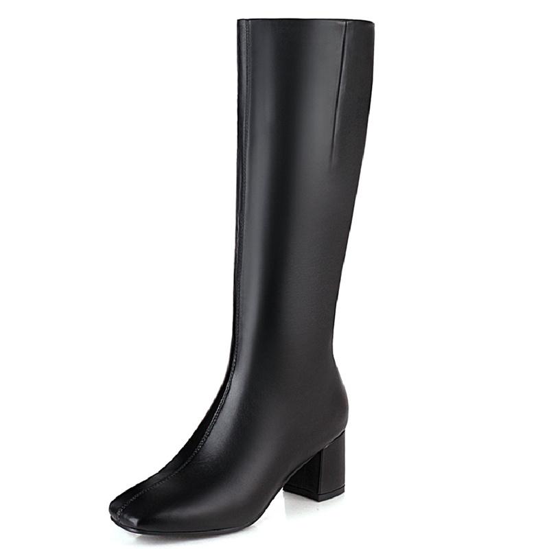 Módní Elegantní Kozačky po Koleno Dámské Boty Podzim Zima Dámské Vysoké Kozačky Stříbrné Bílé Hnědé Zip Dlouhé Boty Dámské Velká Velikost 45