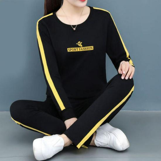 

Женский большой размер весна/осень 2025 стильный спортивный костюм из двух частей - свитер и брюки