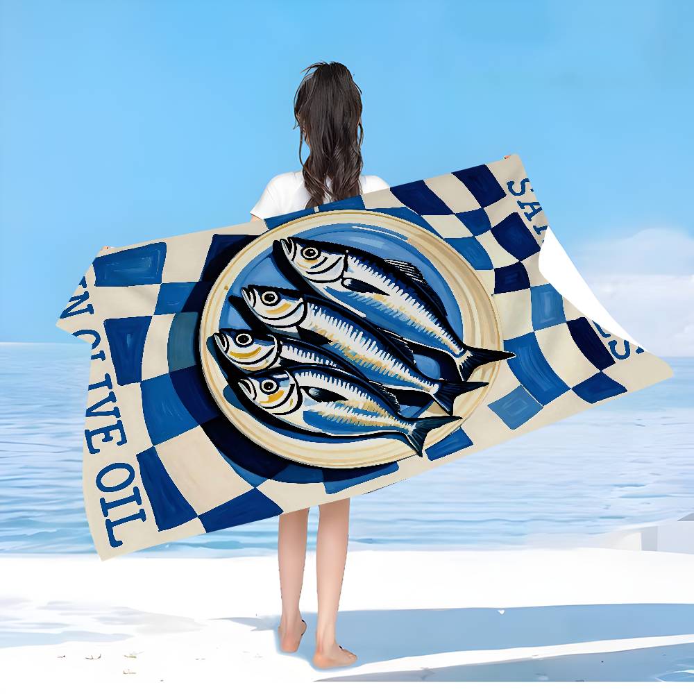 Sardines Swimming Art Beach Towel Colorful Bath Towels For Girl Microfiber Quick Dry Custom Sand Free Beach Yoga Spa Gym Pool