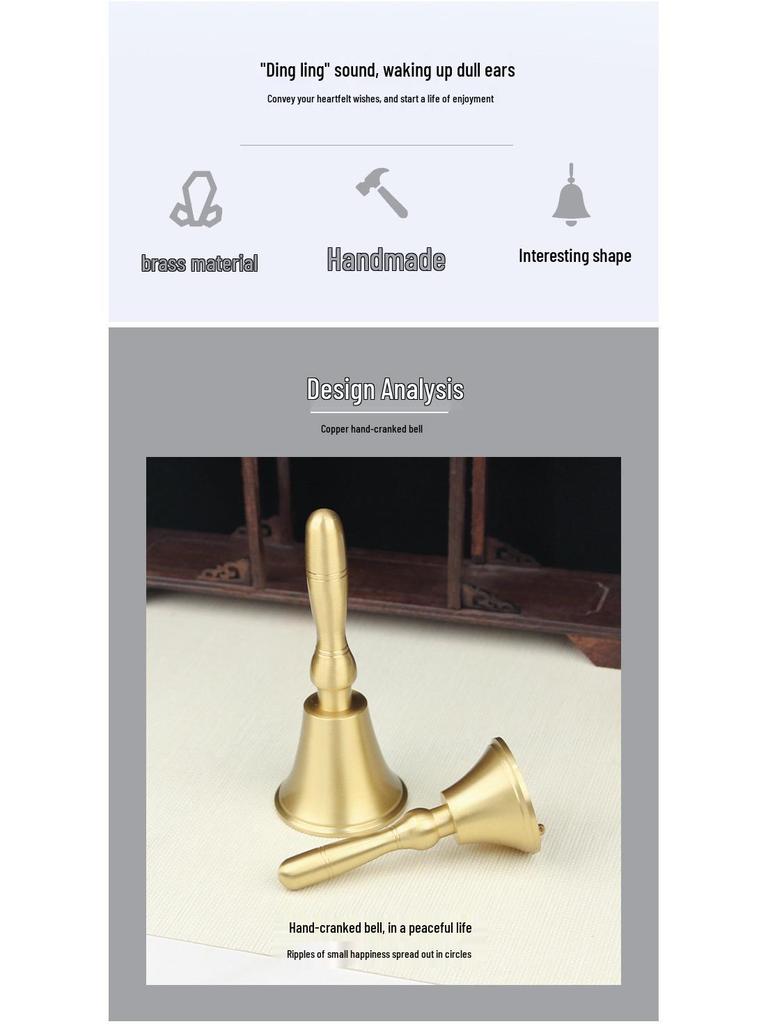 Gold Hand-Crank Brass Bells: Small & Large Vajra, Mealtime, Serving, Class, Reminder