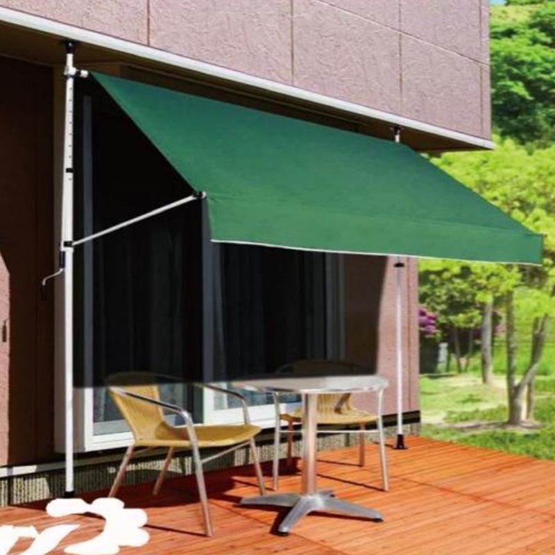 Folding Retractable No-Drill Sunshade: Hand-Crank Balcony & Shop Canopy