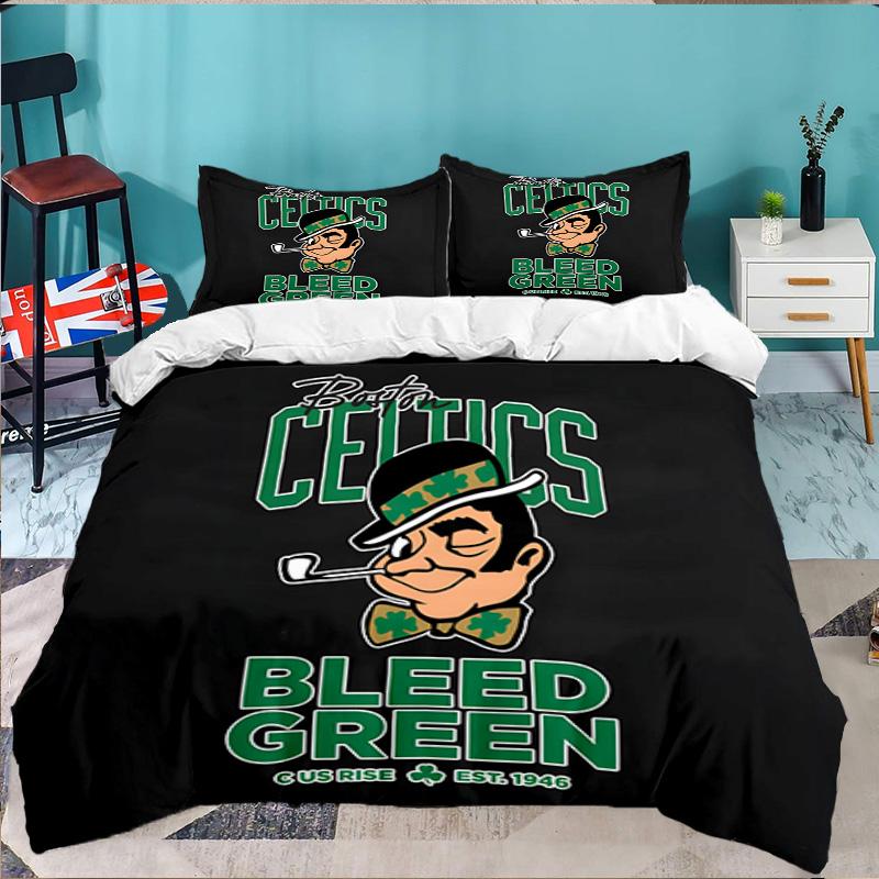 Boston-Celtics Logo 3pcs Bedding Set,Including 1pc Duvet Cover And 2pcs Pillowcases Perfect Gift for Christmas,Ideal for Bedroom, Dormitory