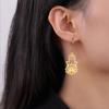 LIKGREAT Lotus Flower Earrings Fatima Hand Earring Stainless Steel Lucky Amulet Jewelry Valentine's Day Gift for Women