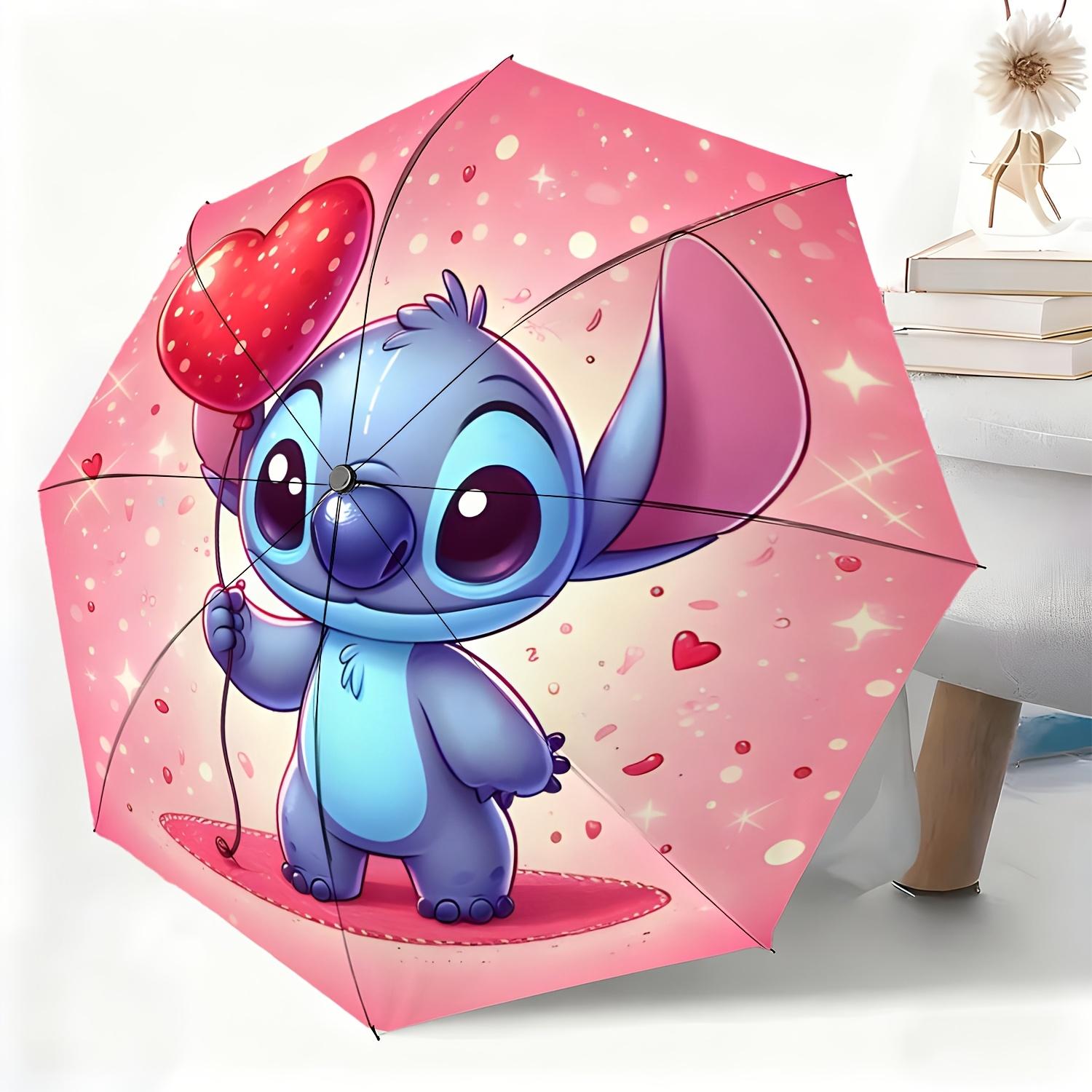 

1pc Disney Authorized Stitch Cartoon Automatic Umbrella | All-Weather Portable Folding Umbrella, Ideal for Christmas and Birth (as the picture,Iron&8K)