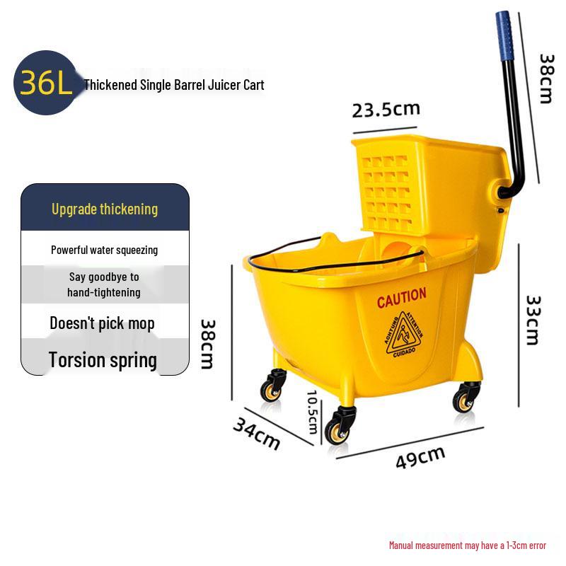Durable Iron Wheeled Mop Bucket with Juicing Water Cart for Hotel Cleaning