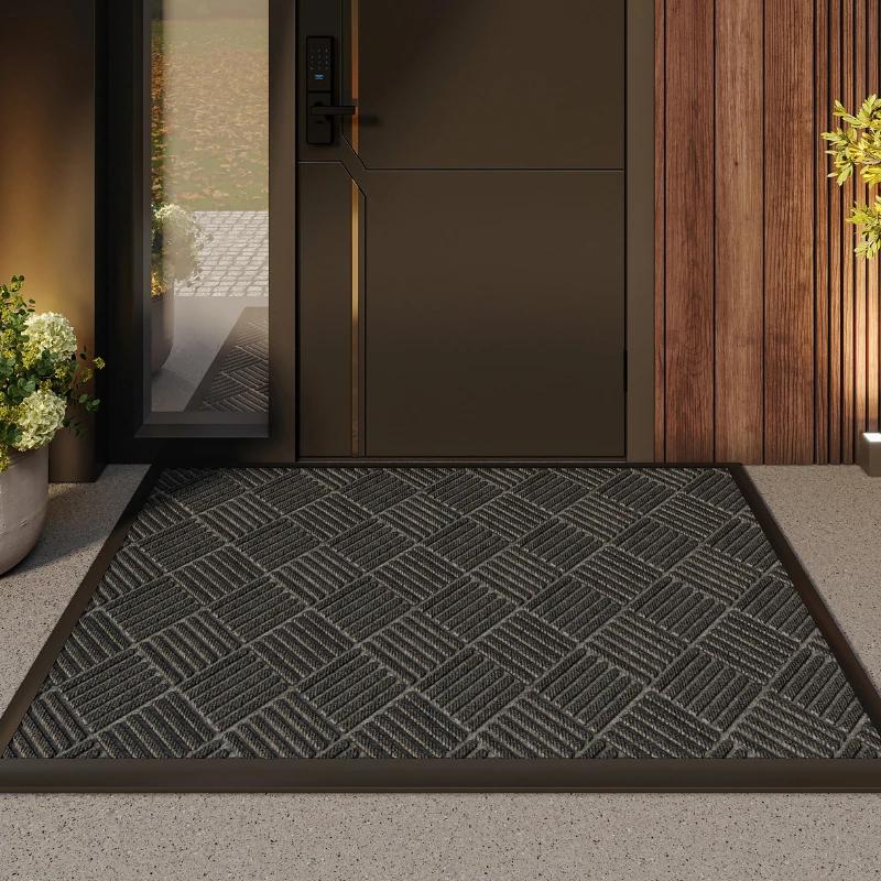 Front Entry Door Mats Outside Natural Rubber Entrance Doormats Kitchen Non-slip Heavy Duty Rugs Easy To Clean Home Carpets