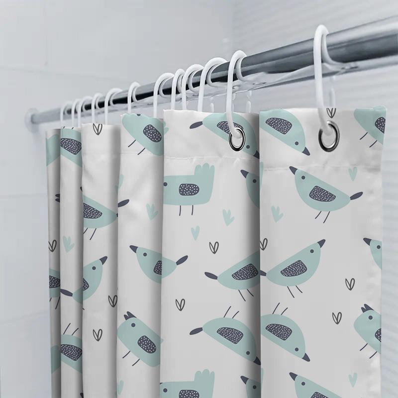 Blue Bird Shower Curtain Waterproof Fabric Bathrooms Decor Set For Home Bathroom Decorations Blue Birds Pattern Shower Curtains