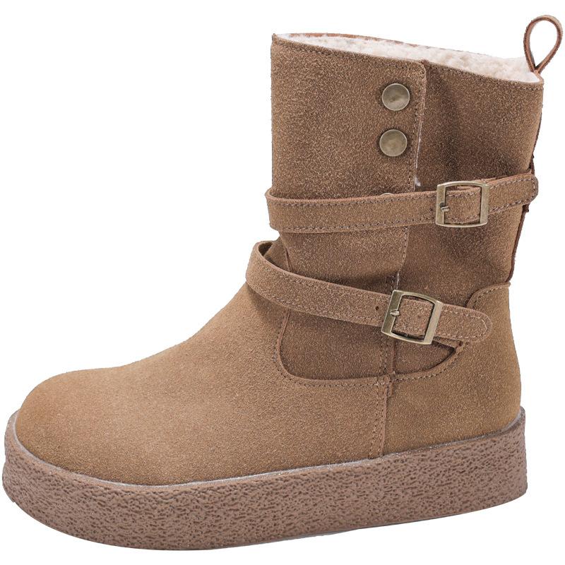 

Женские меховые зимние ботинки на толстой подошве большого размера, утепленные мехом, ботильоны до щиколотки, нескользящие, для пеших прогулок, спортивные ботинки Мартина 40 хаки