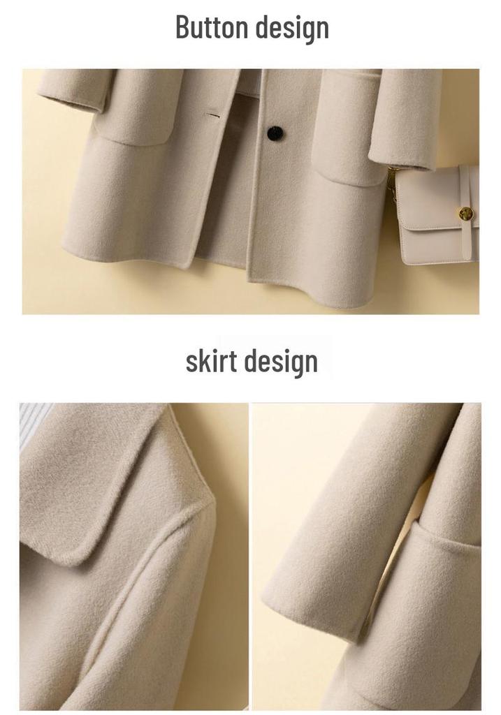Plus Size Women's Mid-Length Woolen Coat - Loose, Slimming, Age-Reducing for Autumn/Winter 2025