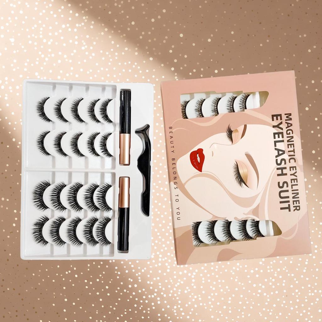 Magnetic Eyelash Curling Set with Glue-Free False Lashes - 10 Pairs Mixed