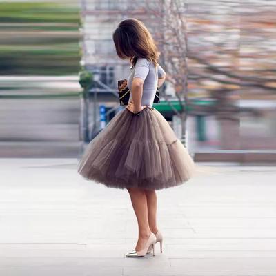 European and American Spring/Summer Mesh Pleated Puffy Tulle Patchwork Half-length Skirt Underskirt