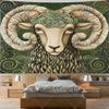 Sheep in Garden Tapestry Wall Hanging Animal Ram Sheep Deer Tapestry Aesthetic Room Decor Wallpapers For Bedroom Paintings