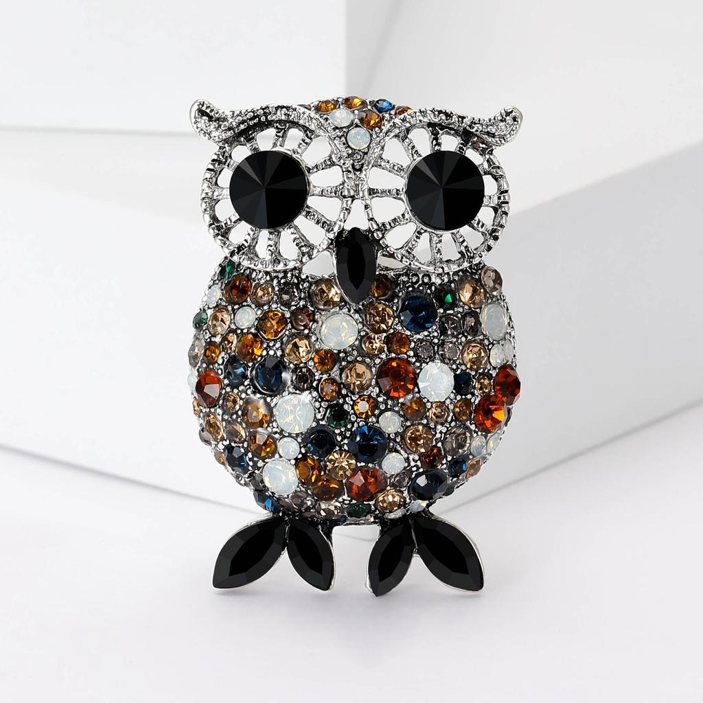 Personalized Retro Owl Brooch Fashion Elegant Rhinestone Bird Pin Clothing Accessories