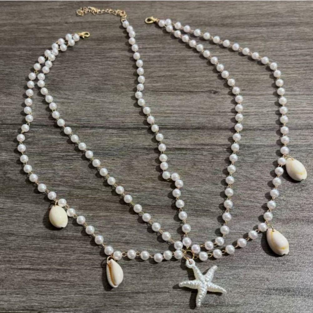Perlen Böhmische Haarkette Meeresstil Perlen Kopfschmuck Boho Kopfkette Strandurlaub
