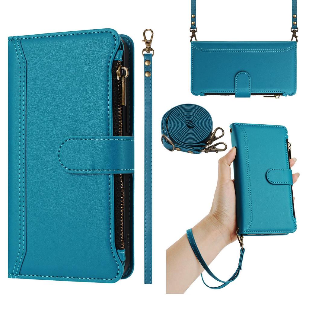 Leather Wallet Flip Case For Doogee N55 Plus N60 Pro Note 58 59 56 56x with Card Slots, Zipper Pocket, Crossbody Strap and Wristlet