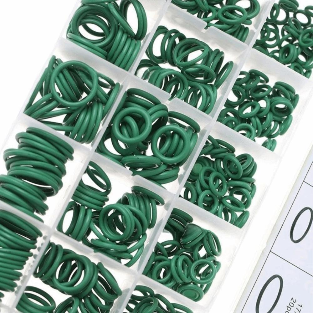 530pcs/set Green Air Conditioning O Ring Kit 18 Size O-Type Sealing Rubber Ring  Seal Maintenance
