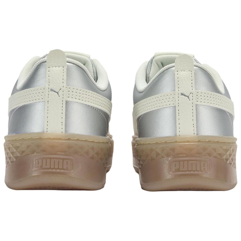 New PUMA Smash Platform Height Increasing Low Top Skateboard Shoes Women's Silver 406749-01